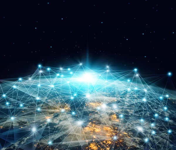 Rede Intercâmbio Dados Negócios Rede Global Telecomunicações Conectadas Sobre Planeta — Fotografia de Stock