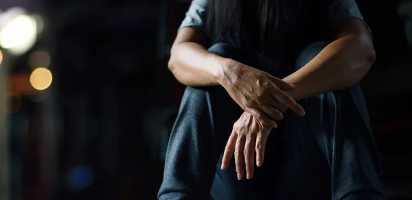 Ptsd Conceito Saúde Mental Transtorno Stress Pós Traumático Mulher Deprimida — Fotografia de Stock