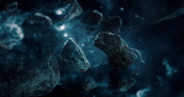 Meteoritos Planetas Del Espacio Profundo Asteroides Sistema Solar Distante Concepto — Foto de Stock
