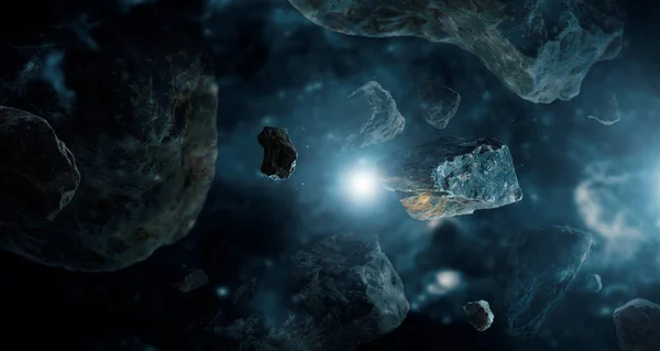 Meteorların Derin Uzay Gezegenler Içinde Asteroitler Uzak Güneş Sisteminde Bilim — Stok fotoğraf