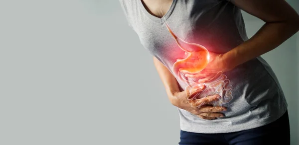 Kadın Mide Âdet Dönemi Gastrik Ülser Apandisit Veya Gastrointestinal Sistem — Stok fotoğraf