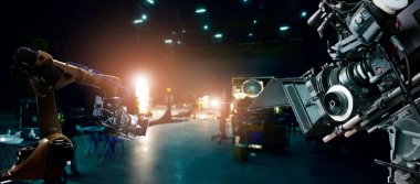 Robotik otomatik silah makinesi stüdyoda film ve Tv ticari yapma