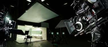 Behind the scenes of making of movie and TV commercial. Camera  clipart