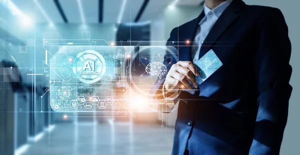 Artificiell Intelligens Och Bank Framtiden För Banker Och Smart Finansiell — Stockfoto
