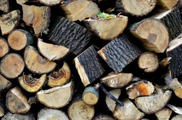 Fogo Padrão Madeira Fundo Closeup Logs Empilhados — Fotografia de Stock