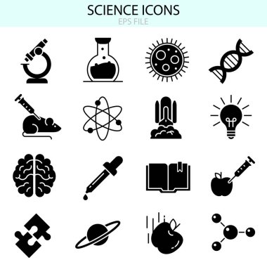 Bilim konsepti vektör simgeleri belirlendi