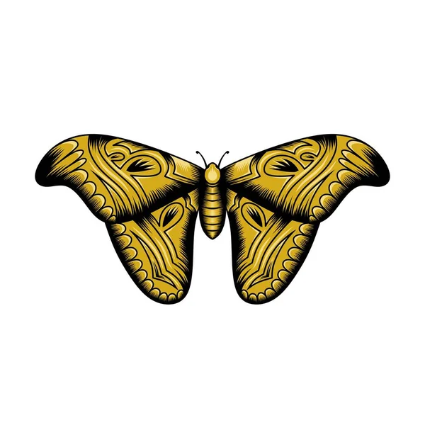 Ilustración Mariposa Amarillo Negro Sobre Fondo Blanco — Archivo Imágenes Vectoriales