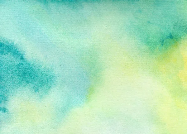 Watercolor background in green, yellow and blue gray colors. Raster abstract illustration. Hand drawn gradient painting.