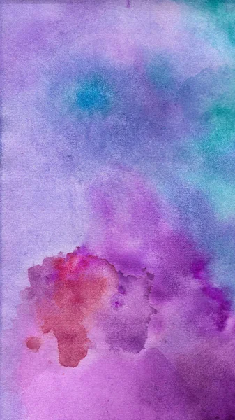 Акварельний Фон Синього Фіолетового Фіолетового Бірюзового Рожевого Кольорів Растрова Абстрактна — стокове фото