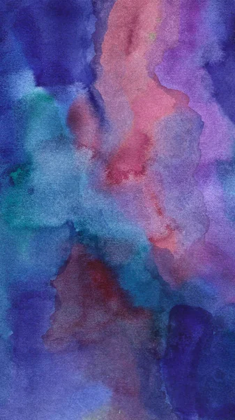 Акварельний Фон Глибоких Синіх Фіолетових Фіолетових Бірюзових Рожевих Кольорах Растрова — стокове фото