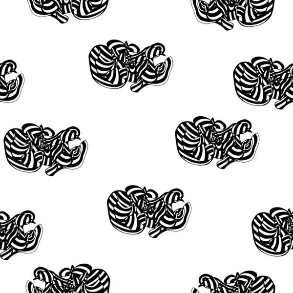 Siyah ve beyaz çizgili nesnelerle soyut ve pürüzsüz desen. Beyaz arka planda kaotik desen. Vektör el çizimi dokusu. Ambalaj kağıdı, tekstil baskısı ve diğer tüm amaçlar için resim.