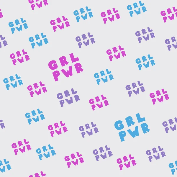 Kusursuz desenli kız gücü yazıtları. Elle çizilmiş feminist harfler. Ambalaj kağıdı, tekstil baskısı, web arkaplanı, kapaklar için modaya uygun renklerde vektör illüstrasyonu. Çapraz bileşim.