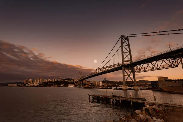 Híd Hercilio Luz Florianopolis Santa Catarina Brazília Kép Készült Kontinensen — Stock Fotó