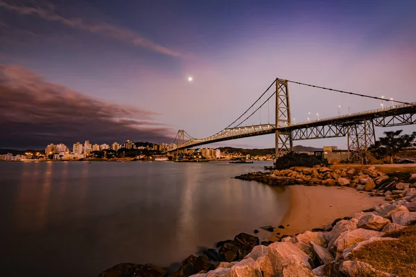 Híd Hercilio Luz Florianopolis Santa Catarina Brazília Kép Készült Kontinensen — Stock Fotó