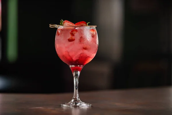 Coppa Bevanda Fragola Tavolo — Foto Stock