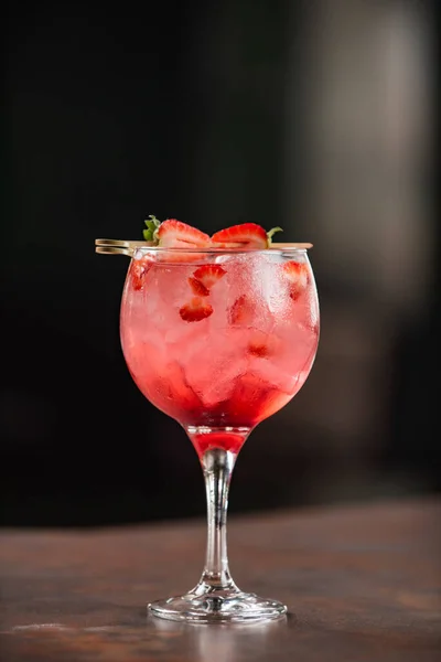 Coppa Bevanda Fragola Tavolo — Foto Stock