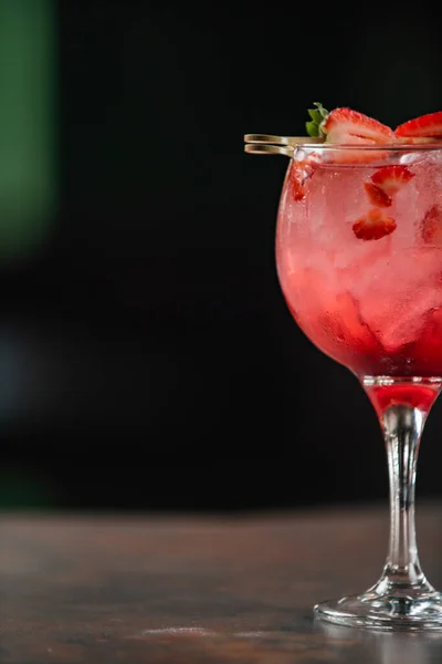 Coppa Bevanda Fragola Tavolo — Foto Stock