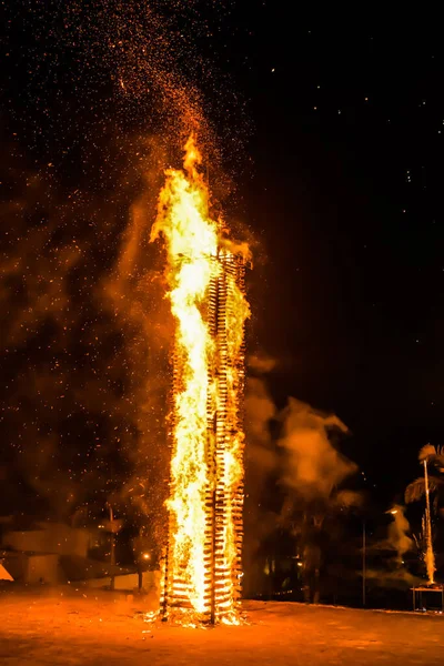 Сожжение Традиционного Фестивального Огня Бразилии Июне Месяце Феста Джунина — стоковое фото