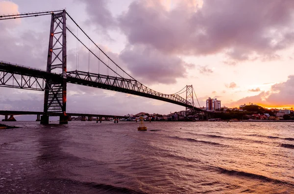 Hercilio Luz Bridge Vykort Från Delstaten Santa Catarina Stålkabelbro — Stockfoto