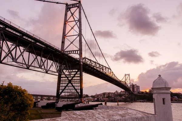 Puente Hercilio Luz Postal Del Estado Santa Catarina Puente Cable — Foto de Stock