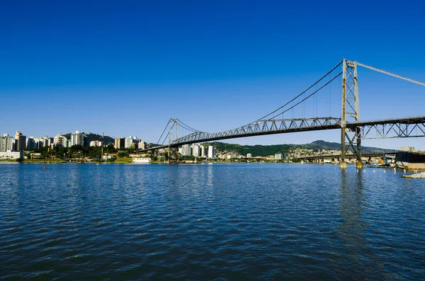 Hercilio Luz Bridge Κάρτα Της Πολιτείας Της Santa Catarina Χαλύβδινη — Φωτογραφία Αρχείου