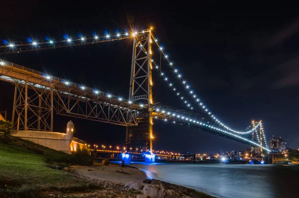 Hercilio Luz Bridge Postcard State Santa Catarina Steel Cable Bridge — 스톡 사진