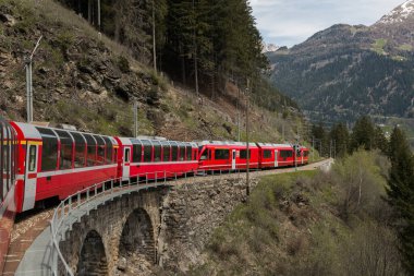 İsviçre Alpleri 'nde tren yolculuğu.
