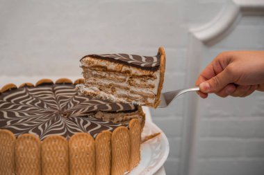 Alman çikolatalı turtası, etrafında kurabiyeler, tipik Alman tatlıları.