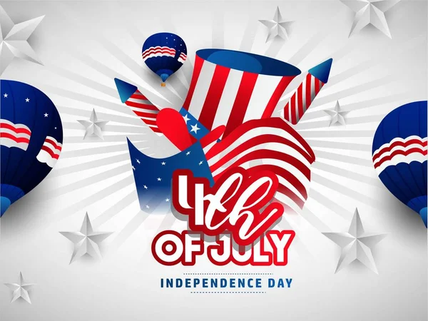 ABD 'nin bağımsızlık gününün 4 Temmuz tarihli vektör illüstrasyonu 