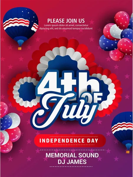 ABD 'nin bağımsızlık gününün 4 Temmuz tarihli vektör illüstrasyonu 
