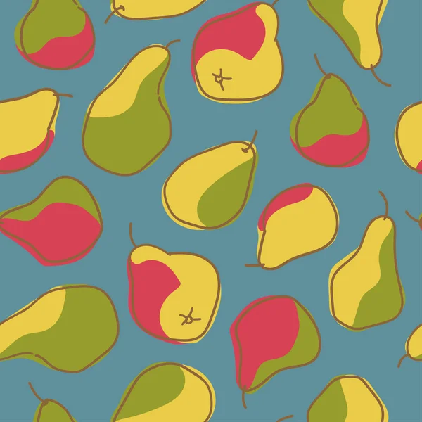 梨子的矢量无缝图案 成熟果实在浅色背景下的成分 有机食品的设计概念 — 图库矢量图片