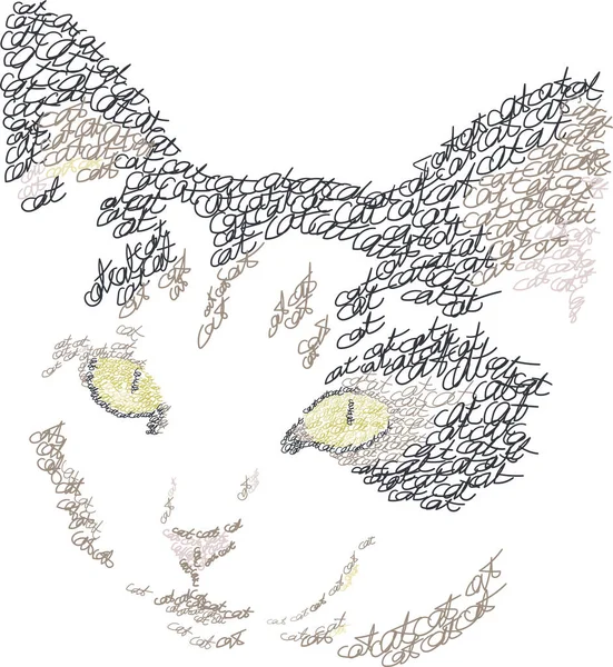 猫の肖像画は という言葉からなる 猫の形をした言葉 装飾的なレタリング猫ベクトルイラスト ロゴデザインコンセプト — ストックベクタ