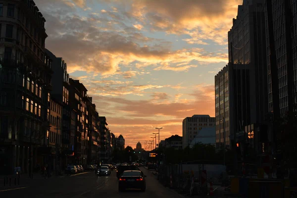 City Sunset Belgium — Stock Photo, Image