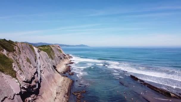 Pobřeží Zumaia Výhledem Flysch — Stock video