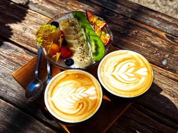 Desayuno Saludable Avena Con Café — Foto de Stock