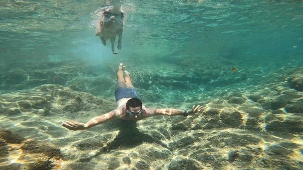 Young Man Snorkelling Costa Brava — Stock Photo, Image