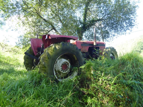 old agriculture tractor in the farm