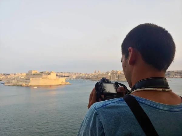 Young Man Walking Malta — Stock Photo, Image