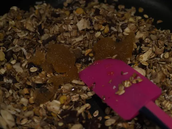 Bakken Zelfgemaakte Muesli Met Honing — Stockfoto