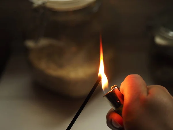 Hand Woman Burning Incense — Stock Photo, Image