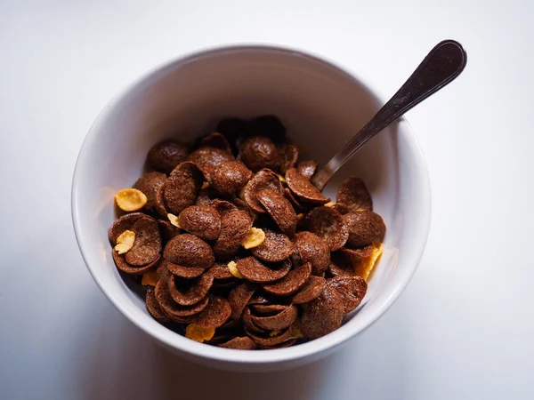 White Recipe Chocolate Cereals White Table — Stock Photo, Image