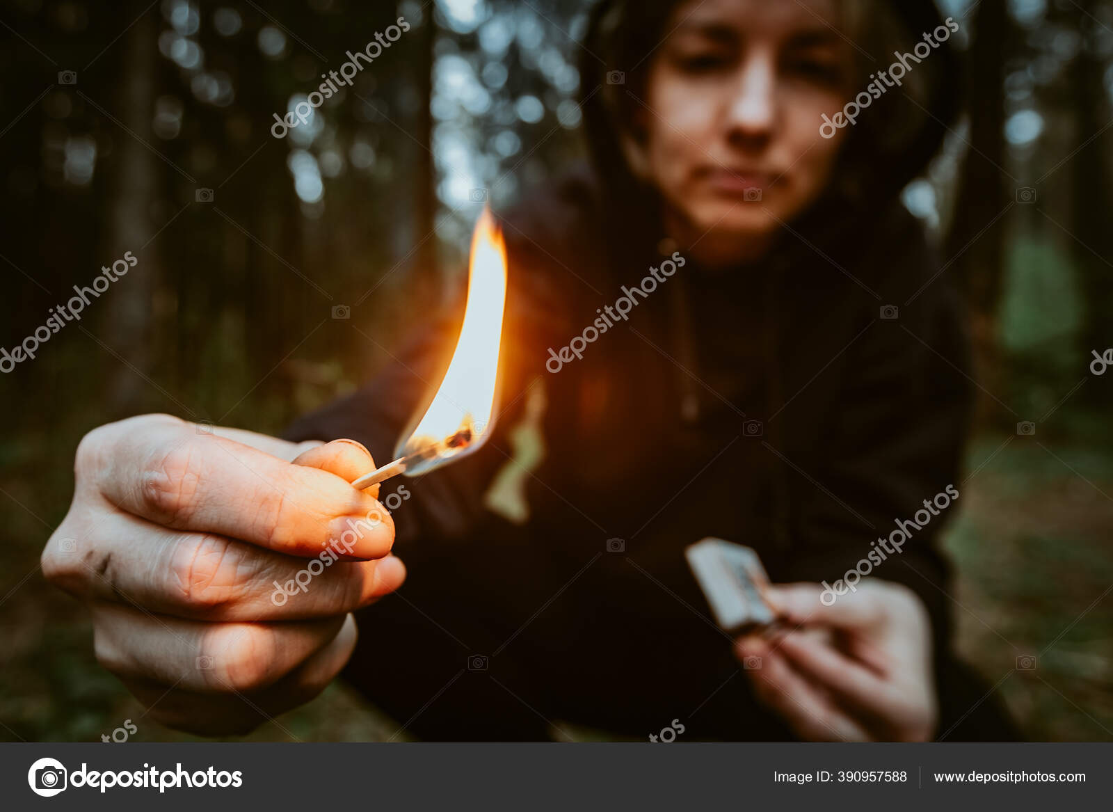 Smoking Lady Plays in the Forest