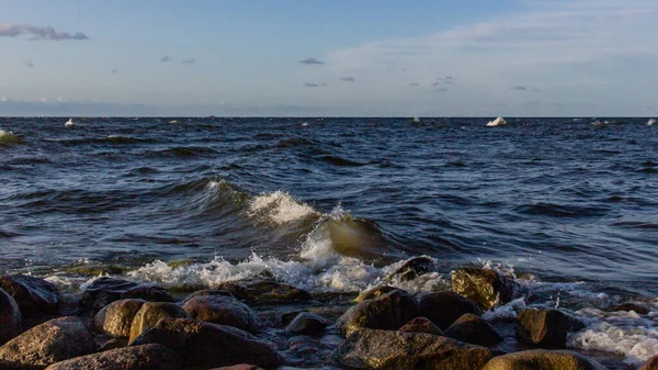 Ondas Água Mar Báltico Cruzando — Fotografia de Stock