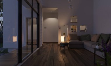 Dekorasyonlu Lounge Tasarımı Alacakaranlık 3D Tasarımı 'nda Hafif Aydınlatıldı