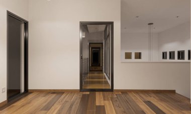 Mezzanya ve Balkon 3D görüntüleme ile aydınlatılmış İkinci Kat