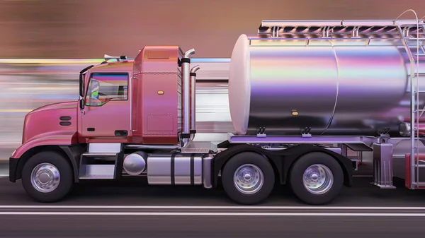 Zijaanzicht Van Een Brandstoftank Beweging Rendering — Stockfoto