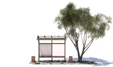 Beyaz Arkaplanda Ağacın Altındaki Sığınak