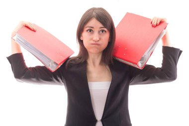 Çalışmaktan bunalmış bir kız.