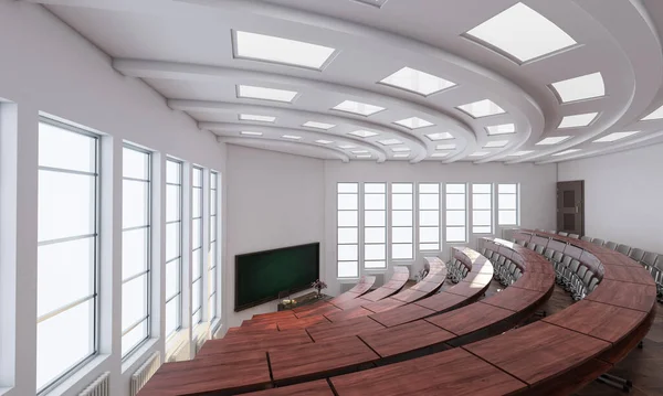 左隅から見た講堂3Dレンダリング — ストック写真
