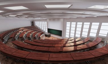 Ders Salonu 3D arka sıradan görüntülendiği gibi